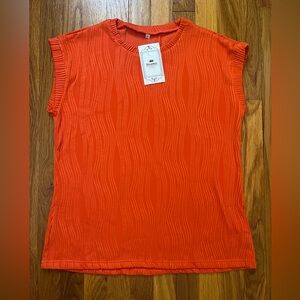 Vibrant Orange Sleeveless Blouse